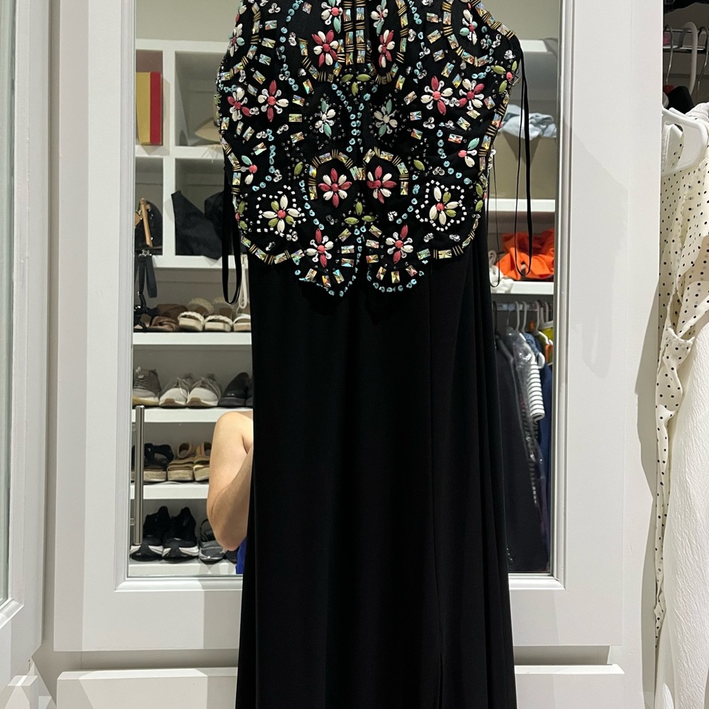 Blondie Nites Black and White Halter Gown
